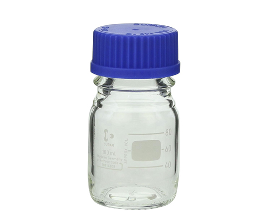 SCHOTT DURAN 017200-100 A Screw-Top Bottle Round White (DURAN(R)) with Blue Cap 100mL